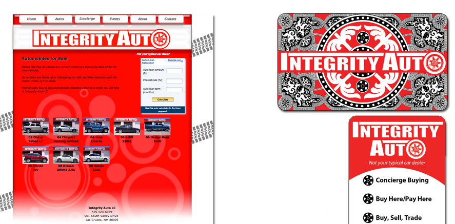 Integrity Auto: Website, Business Card, Tee Design